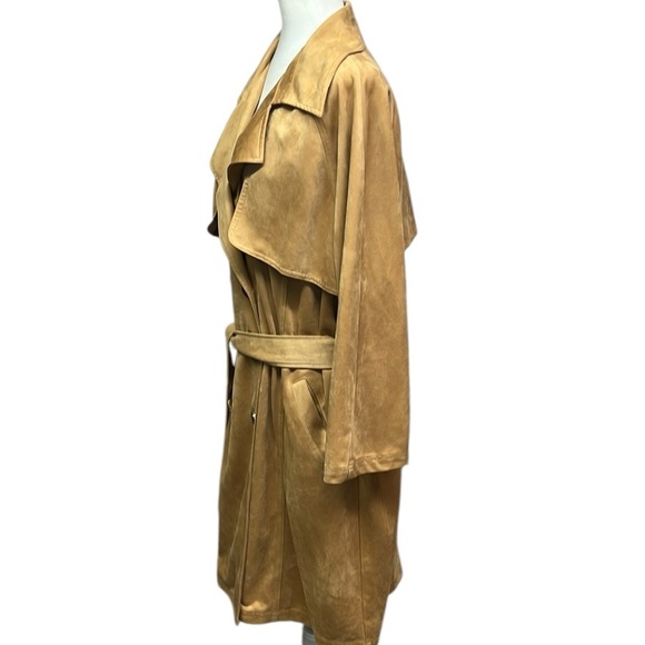 Chico’s Faux Suede Trench Coat Tan - Picture 3 of 7